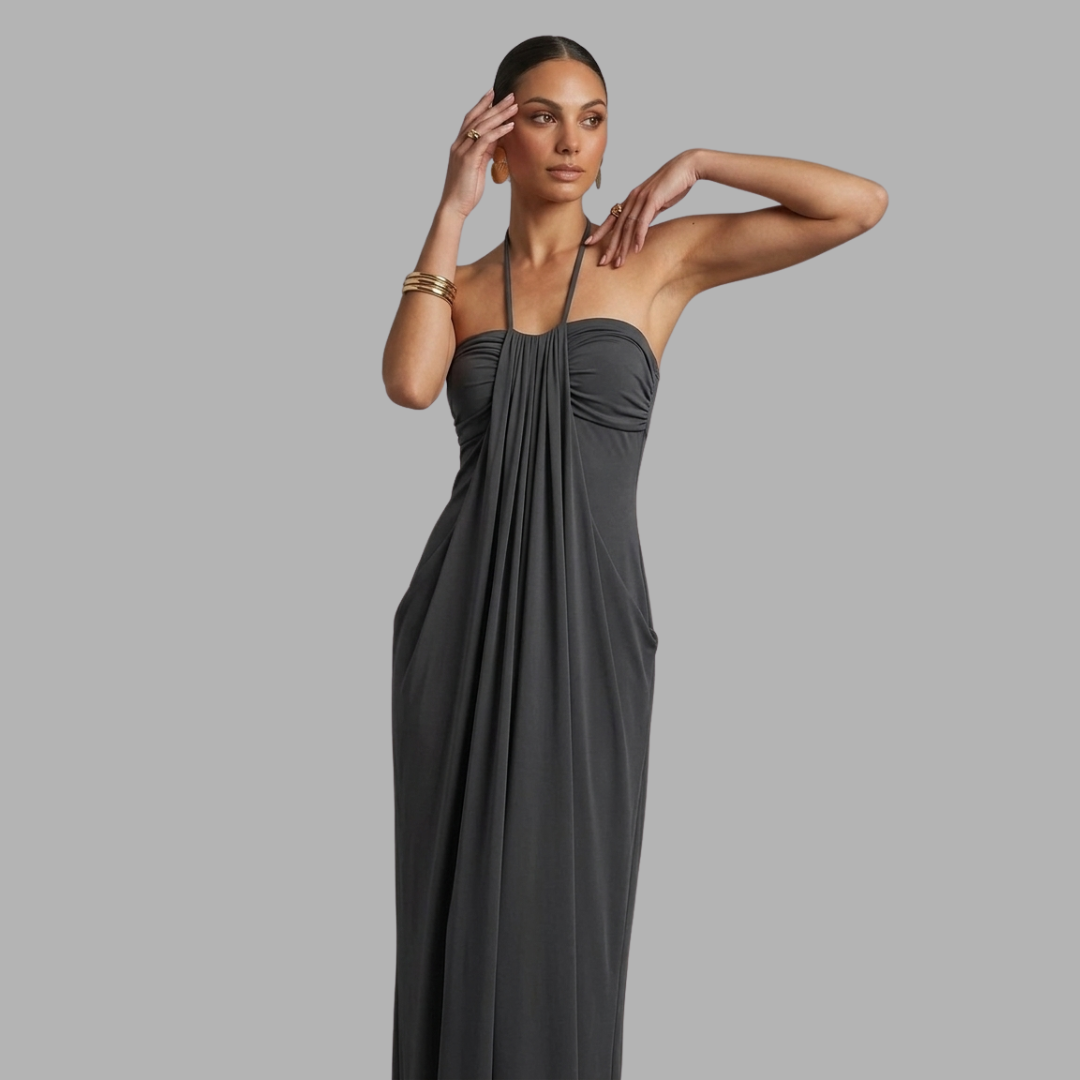 Lace-Up Halter Maxi Dress