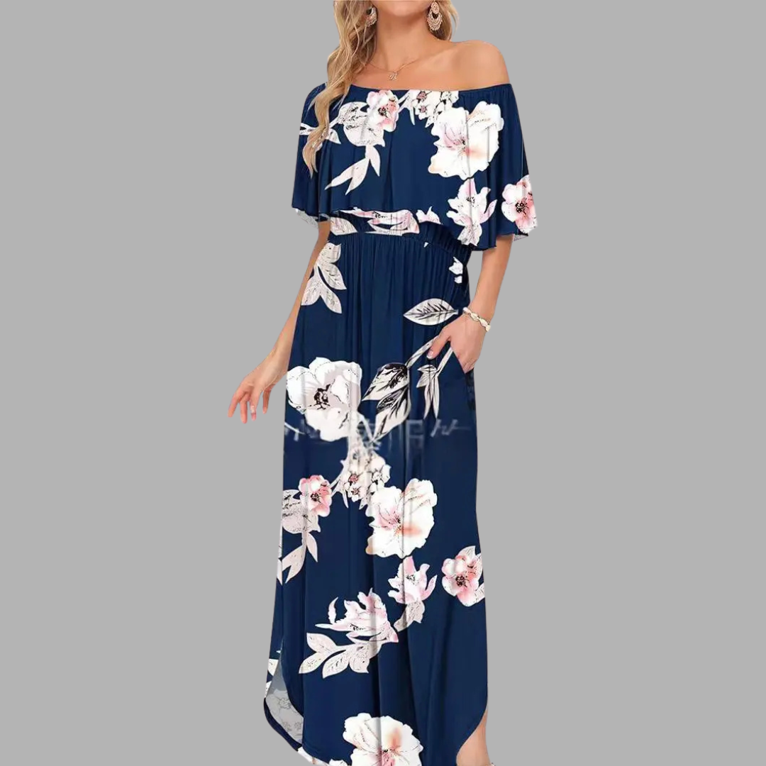 Off-Shoulder Printed Maxi Dress
