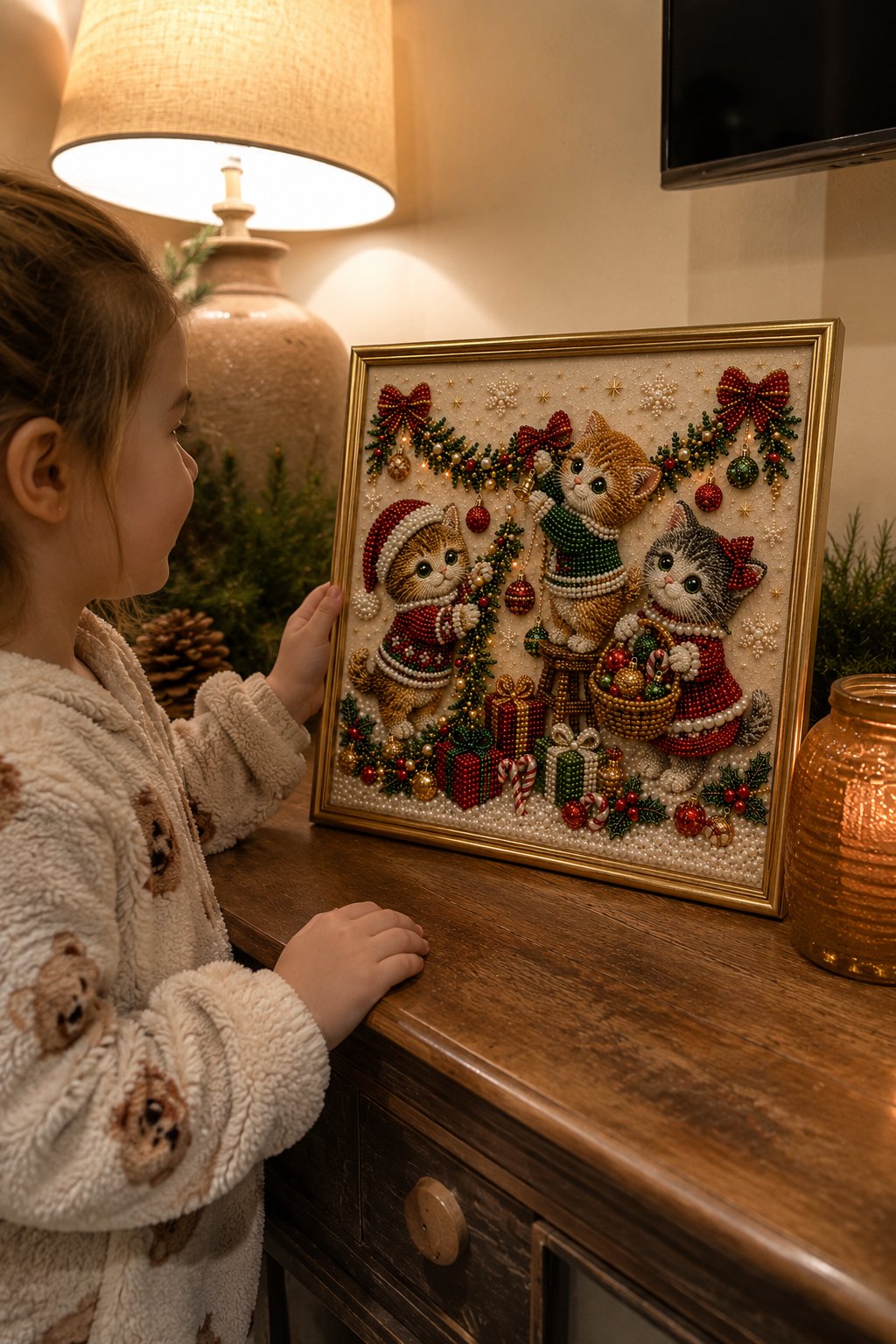 🎄🐾 LAST DAY 49% OFF – Premium 3D Pearl Christmas Kitty Art Kit 🎅🐱❄️