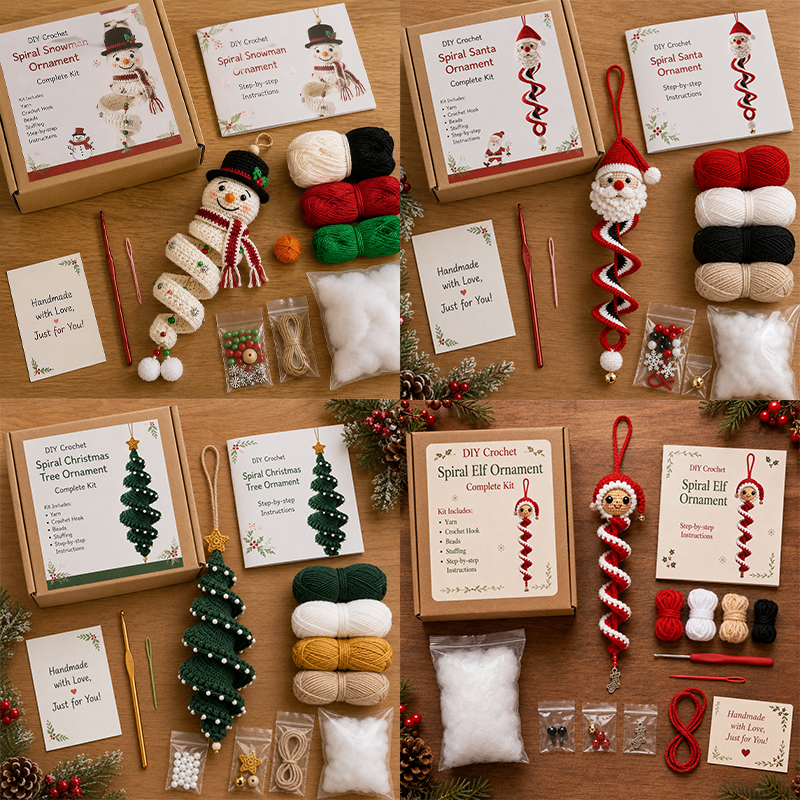 🔥Most Popular in 2026🔥Crochet Snowman Spiral Oranment DIY Kit