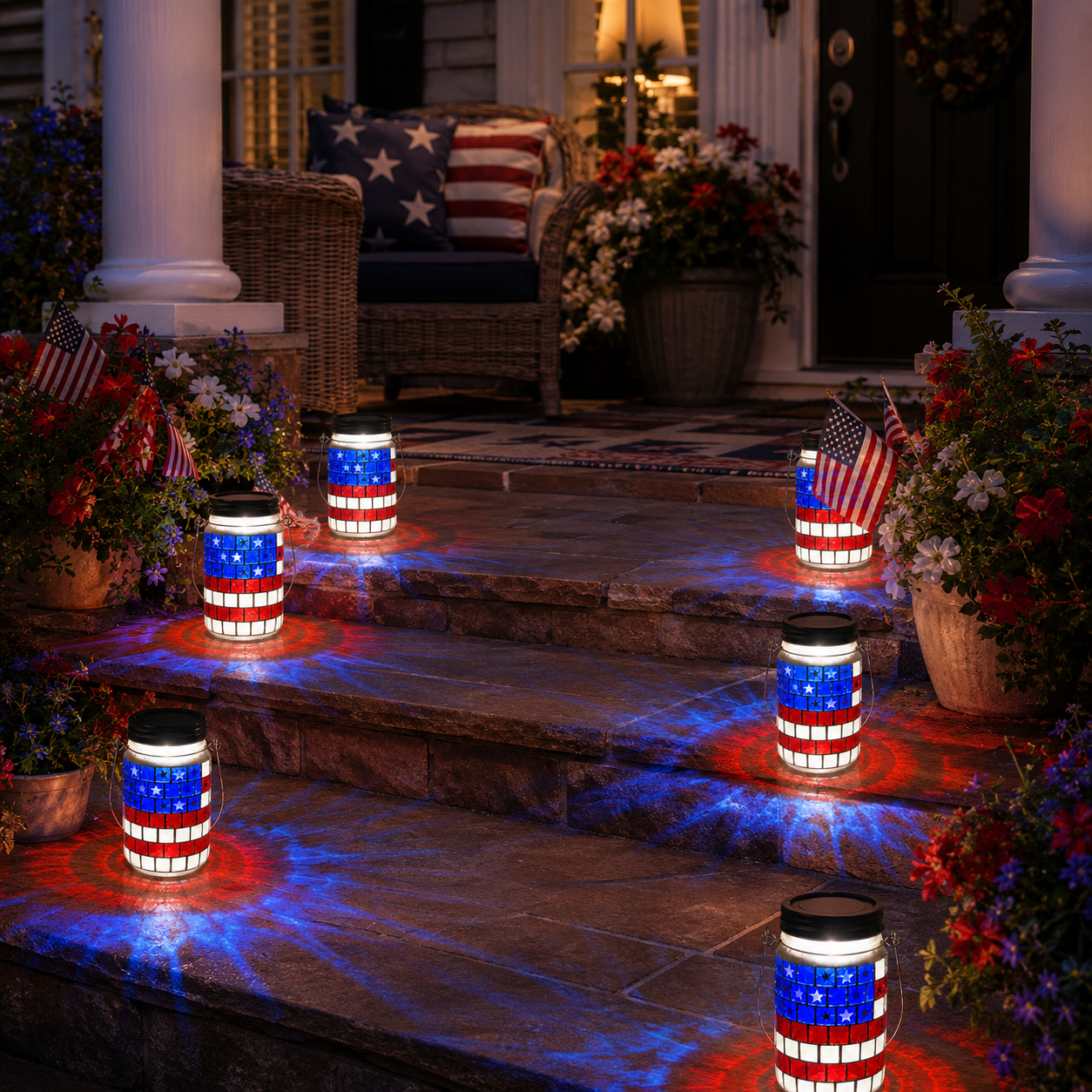 🔥Most Popular in 2026🔥4th of July Solar Patriotic Mason Jar Lantern