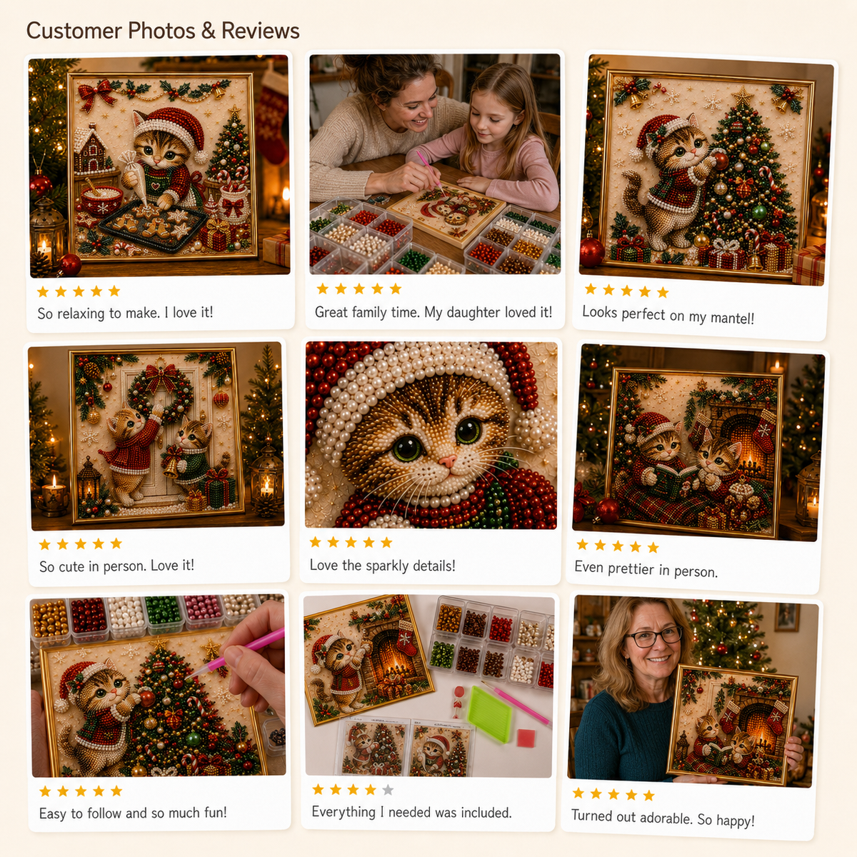 🎄🐾 LAST DAY 49% OFF – Premium 3D Pearl Christmas Kitty Art Kit 🎅🐱❄️