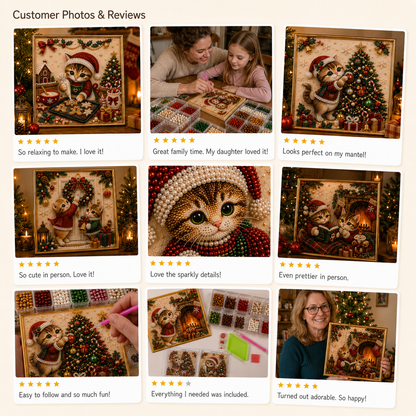 🎄🐾 LAST DAY 49% OFF – Premium 3D Pearl Christmas Kitty Art Kit 🎅🐱❄️