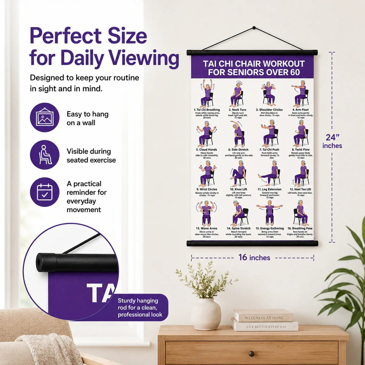 🔥🔥🔥Tai Chi Chair Workout Chart for Seniors (16 x 24 inches)