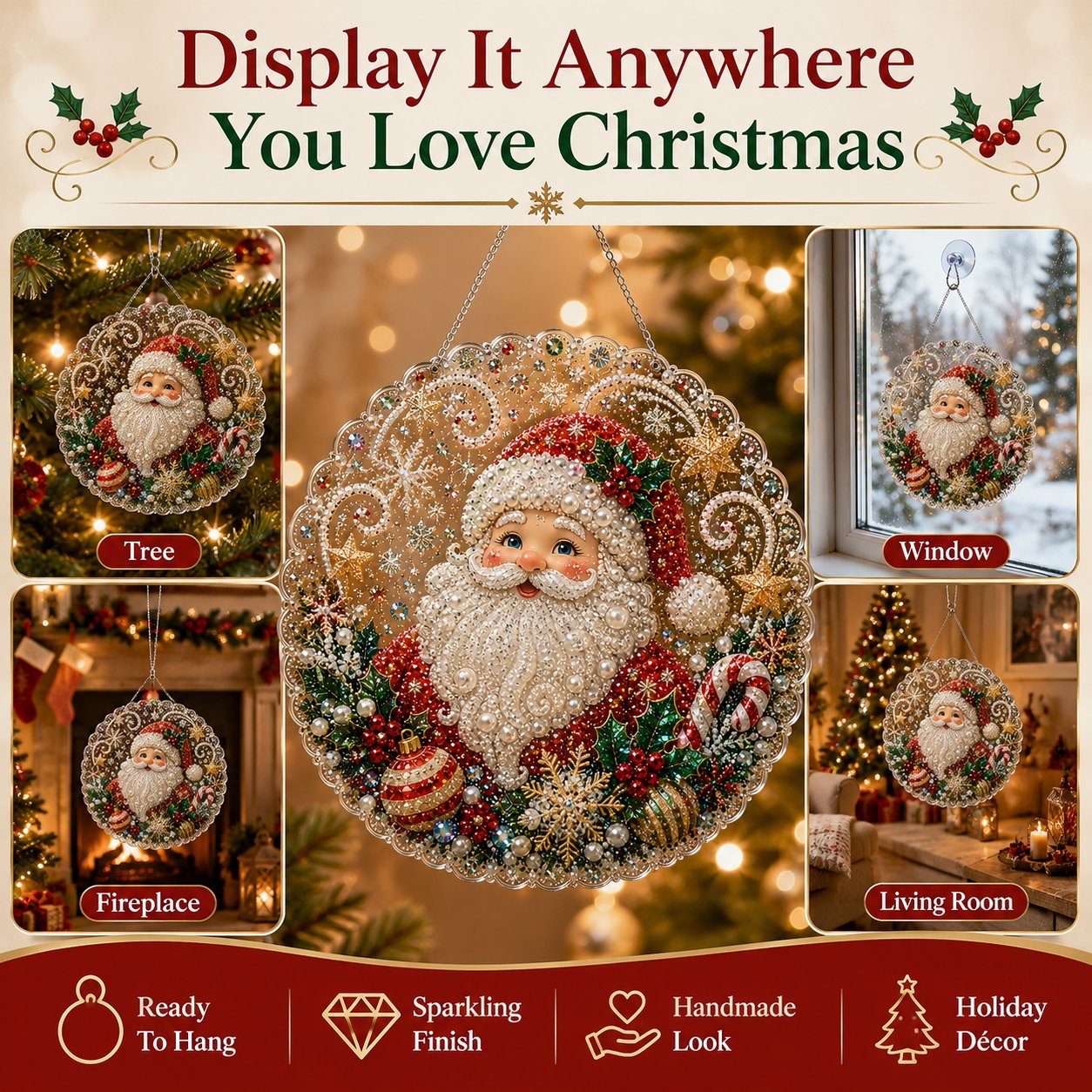 🔥✨Limit to Sale✨🔥🎄 Premium Christmas Pearl Diamond Art Ornament Kit | DIY Holiday Hanging Decor