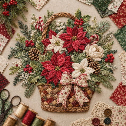 🔥Most Popular in 2026🔥🌸🧵 Premium Floral Basket Patchwork DIY Kit | High-Quality Layered Fabric Bouquet with Raised Petals & Woven Basket Details ✨