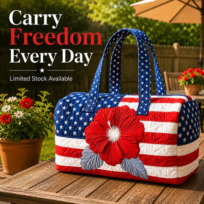 Floral American Flag Travel Duffel