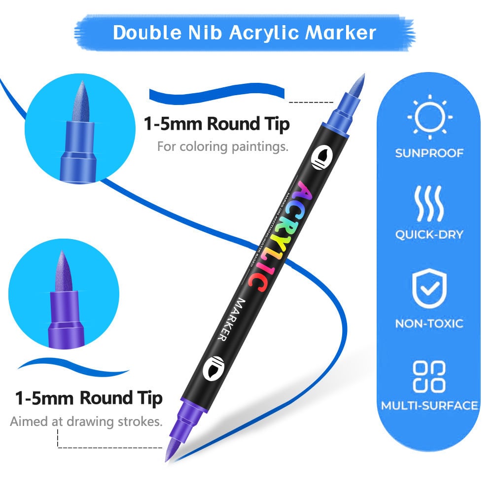 🎨Last Day🔥Dual Tip Acrylic Paint Pen Marker - 24/48/72/120 Colors