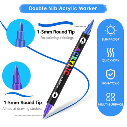 🎨Last Day🔥Dual Tip Acrylic Paint Pen Marker - 24/48/72/120 Colors