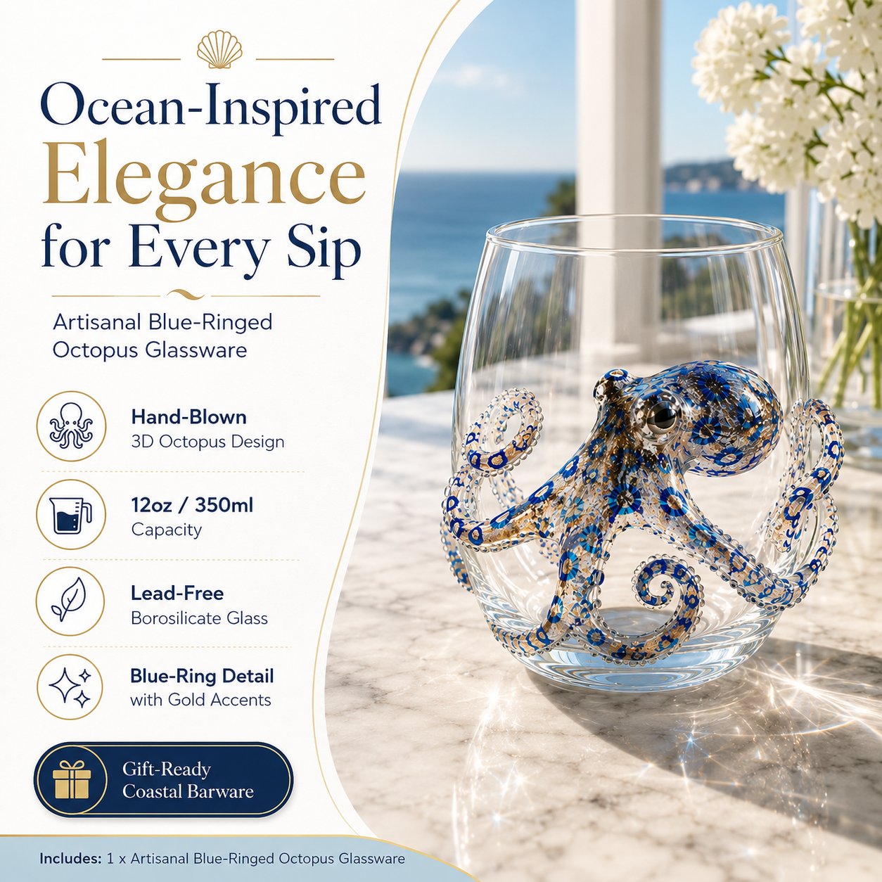 🔥LAST DAY 50% OFF - 🌊 3D Ocean Animal Artisan Glassware Collection for Fresher Sips, Coastal Elegance & Elevated Home Bar Vibes