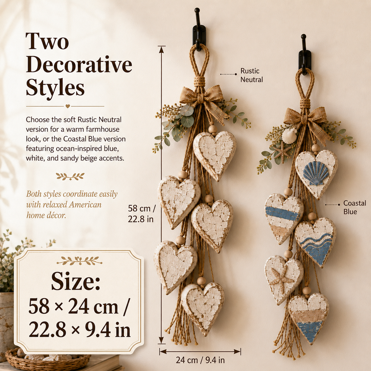 🍂🤎Hanging Heart Wall Decor