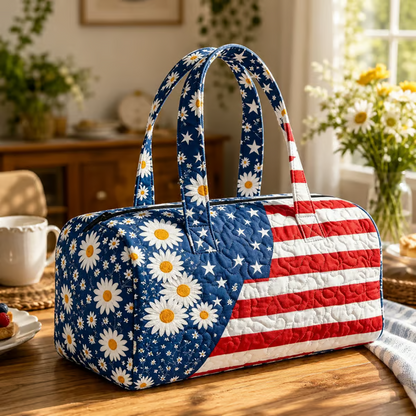Floral American Flag Travel Duffel