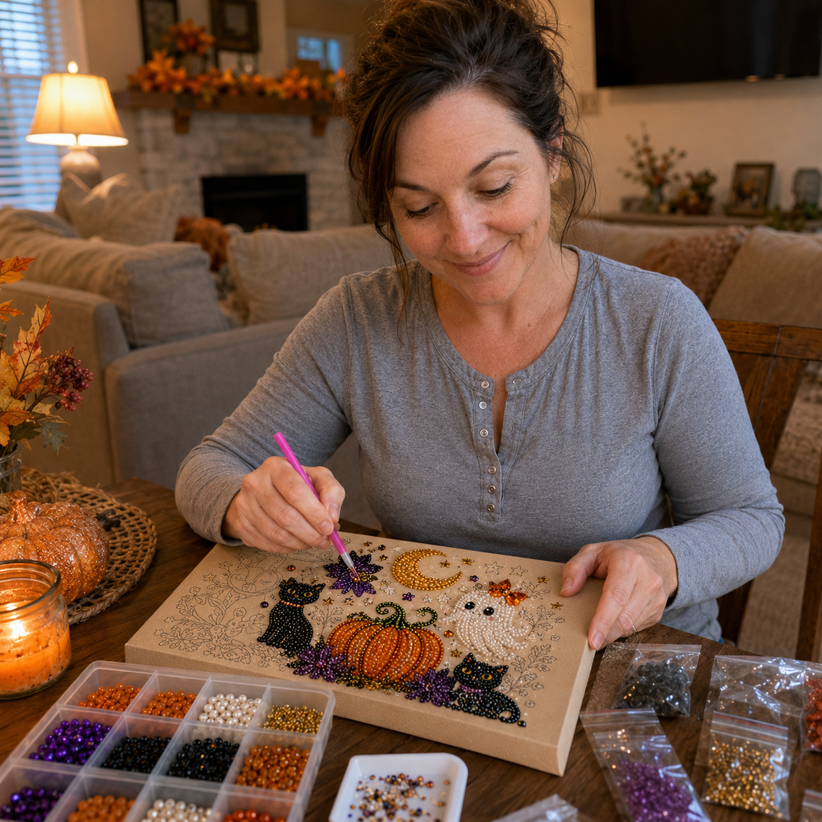 💥 Last Day 49% OFF – 👻✨ Halloween Pearl Art DIY Kit --📦Free Shipping