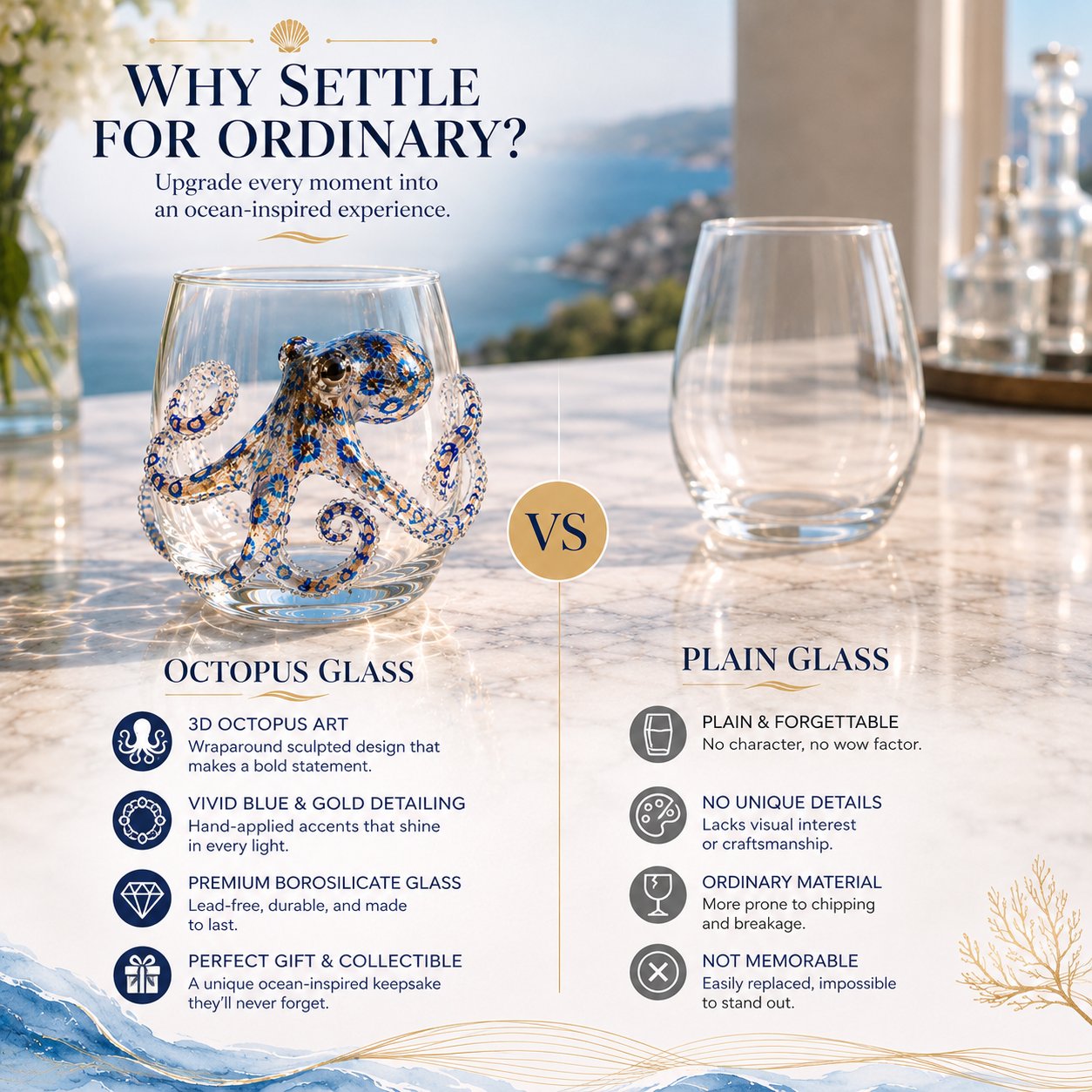 🔥LAST DAY 50% OFF - 🌊 3D Ocean Animal Artisan Glassware Collection for Fresher Sips, Coastal Elegance & Elevated Home Bar Vibes