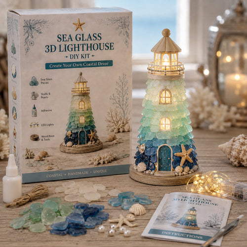 ⏳ Last Day 49% OFF – 🌊 DIY Sea Glass Lighthouse Kit – Light-Up Coastal Craft & Handmade Home Decor
