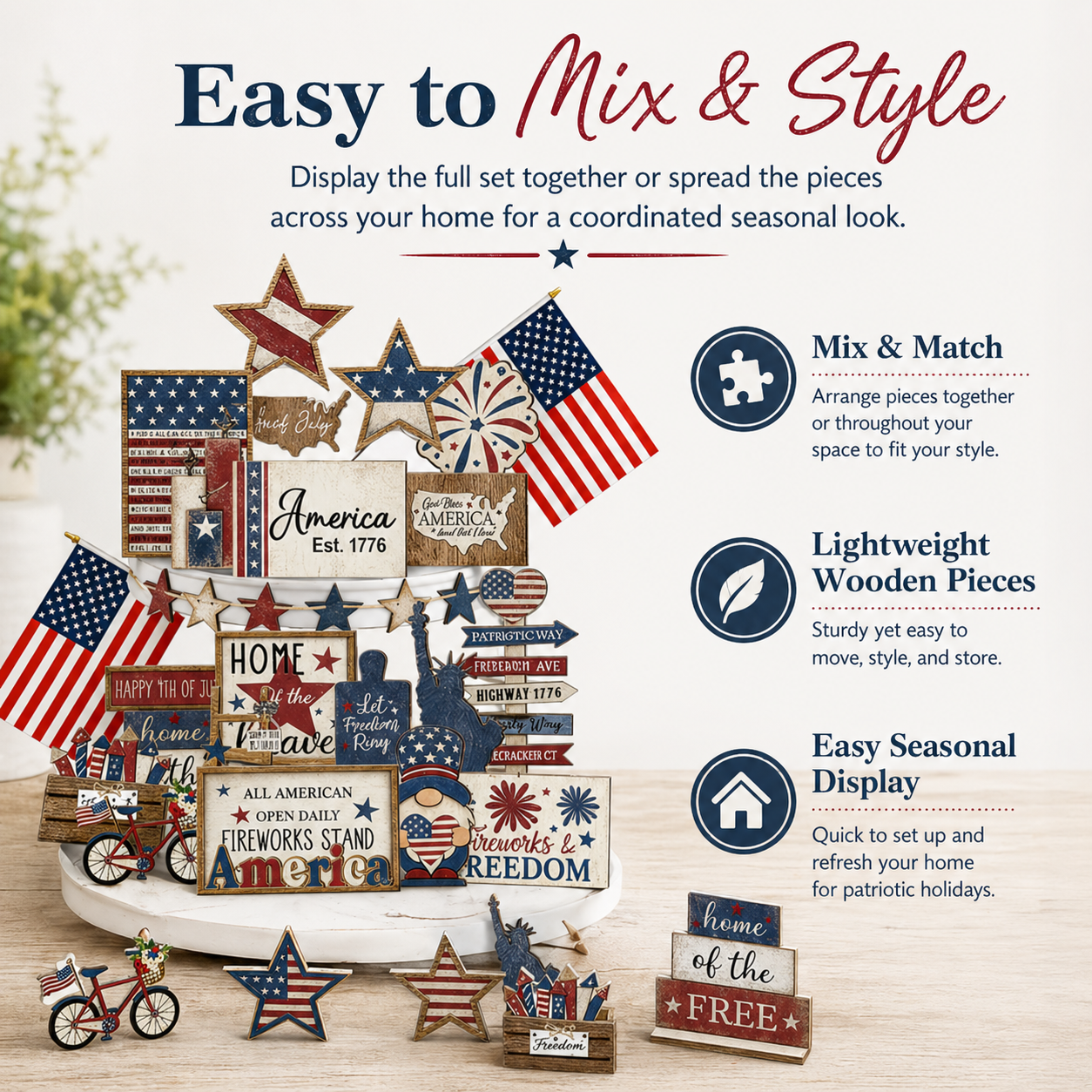 🔥Most Popular in 2026🔥25-Piece Patriotic Tiered Tray Decor Set