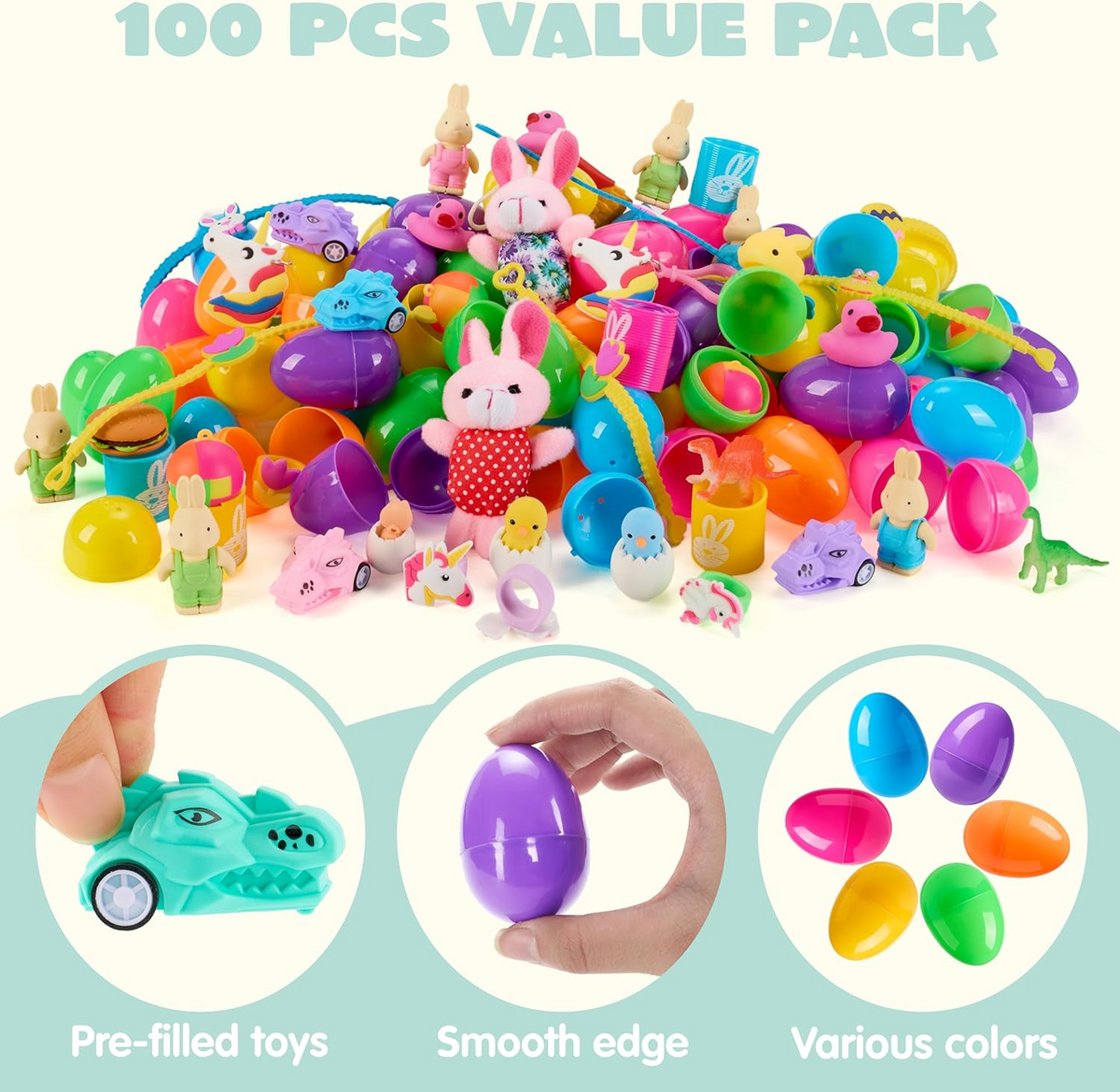🎉 Kids Easter Eggs Prefilled with Toys | Perfect Egg Hunt Kit/120pcs