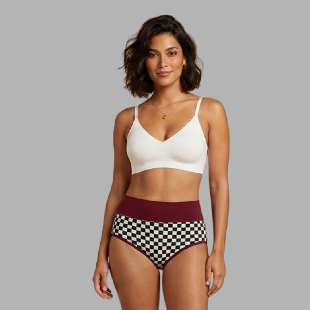 Plaid High-Waist Shaping Briefs