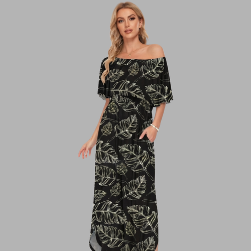 Off-Shoulder Printed Maxi Dress