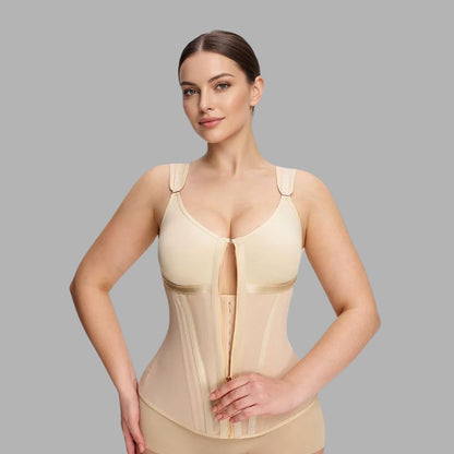 Double-Layer Waist Sculpting Shapewear with Built-In Bra
