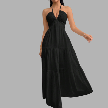 Backless Halter Flow Dress