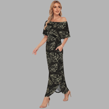 Off-Shoulder Printed Maxi Dress