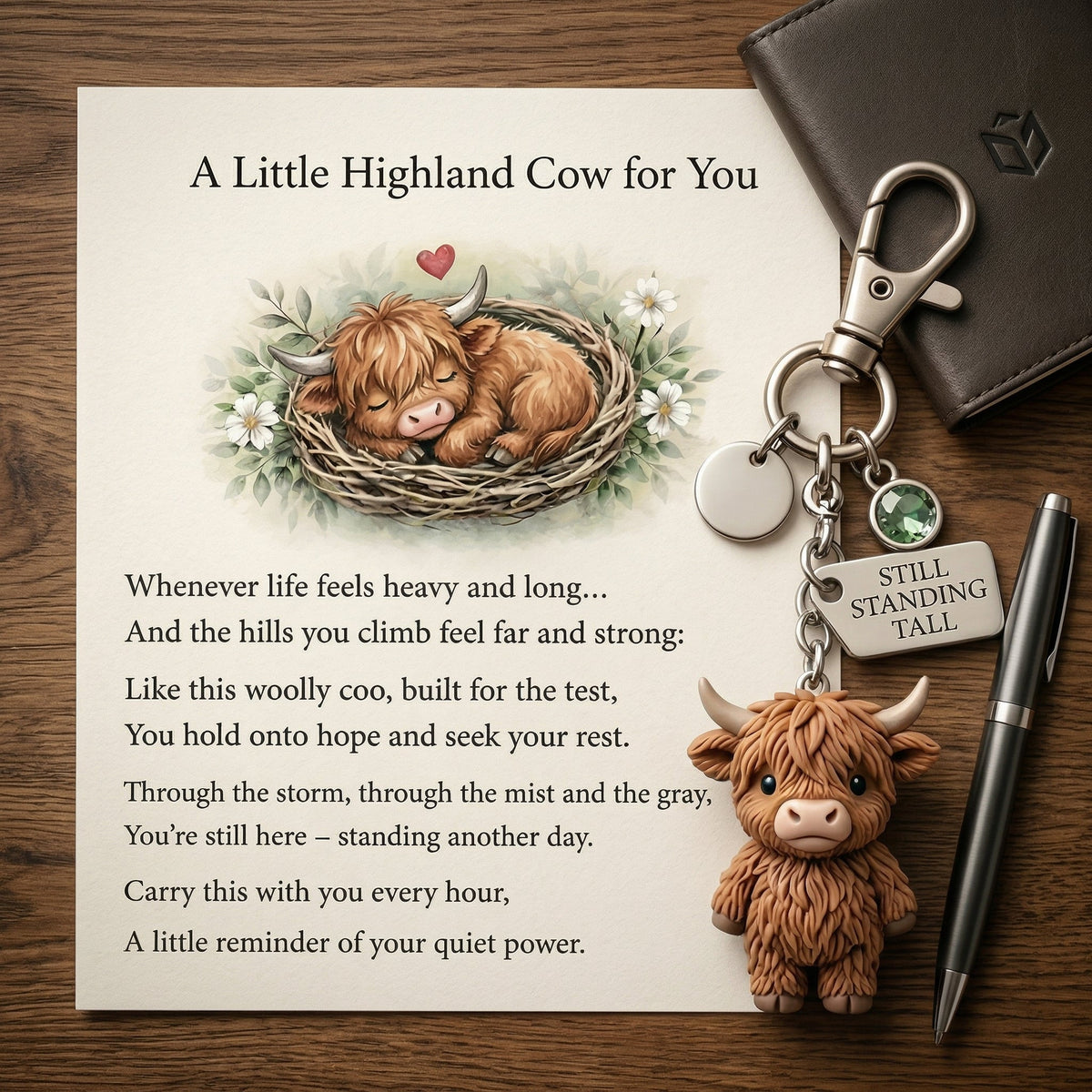 ⏰Hot Sale: Save 49%🐮A Little Highland Cow For You Keychain: Your Daily Reminder of Quiet Strength