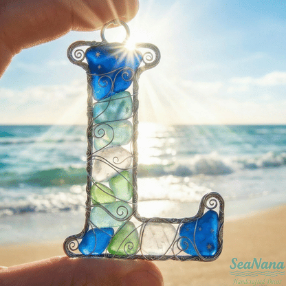 🌊 Handcrafted Wire-Wrapped Sea Glass Letter Ornament: More Than a Last Name, It's a Blessing