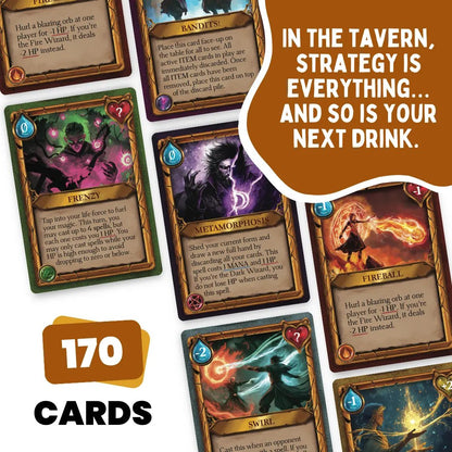 🧙‍♂️ Wizards Tavern Drinking Card Game 🍻 Fantasy Party Game with Spells & Dice | 2–8 Players, 170 Cards, Chaos Fun for Adults 21+