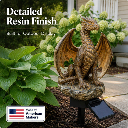💥LAST DAY 50% OFF🐉✨Solar Dragon Garden Statue Light – Golden Ember Fantasy Outdoor Decor