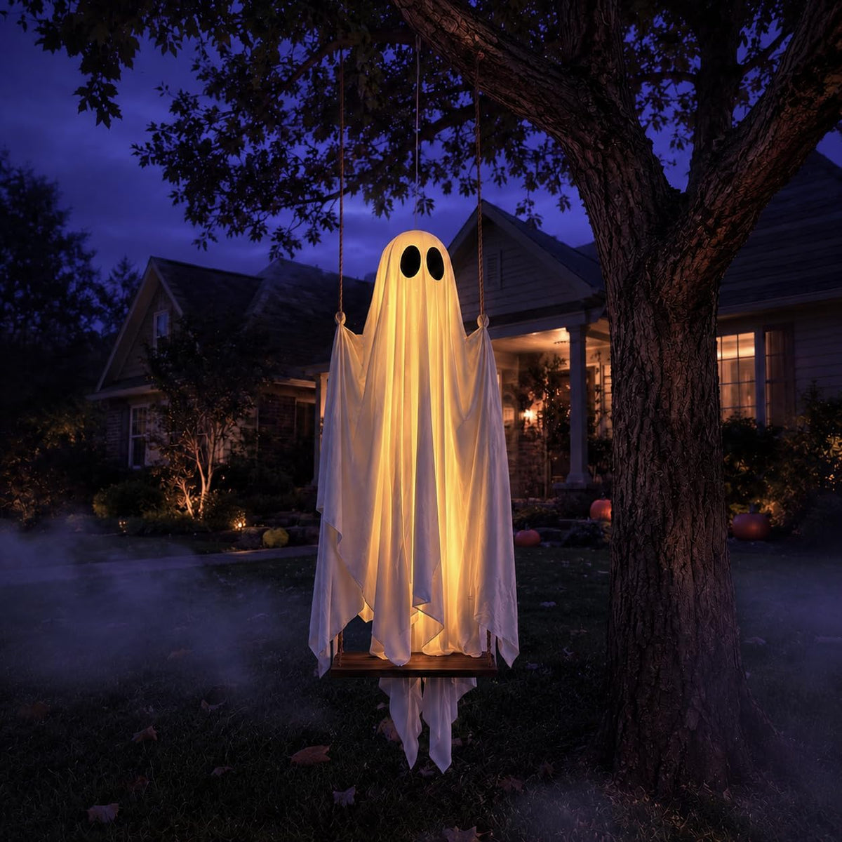 Large 5ft Pre-Assembled Hanging Swing Ghost Halloween Decorations Outdoor