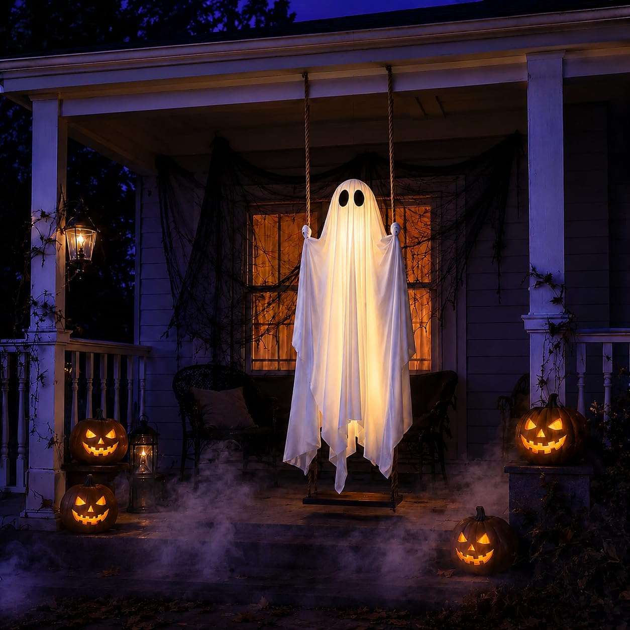 Large 5ft Pre-Assembled Hanging Swing Ghost Halloween Decorations Outdoor