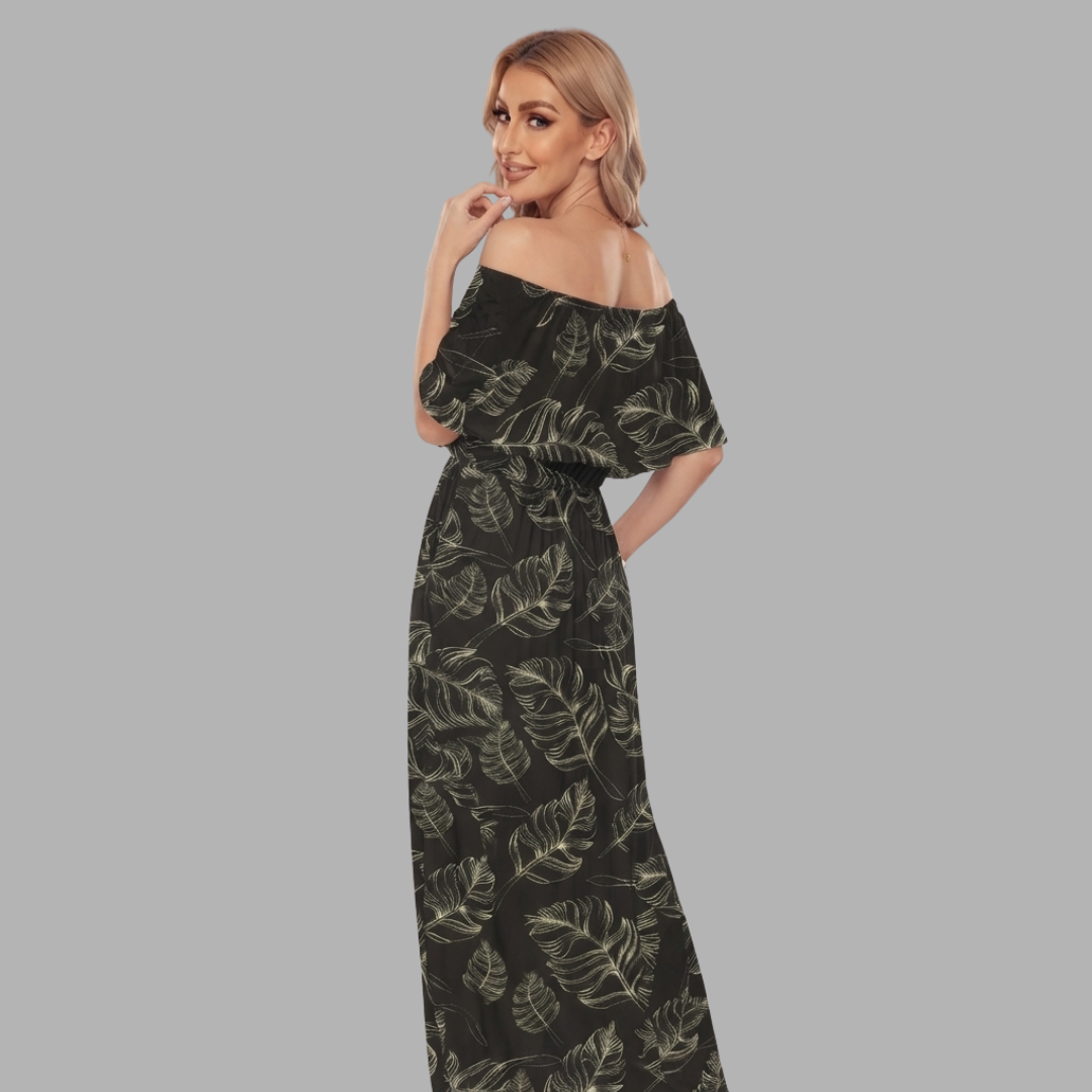 Off-Shoulder Printed Maxi Dress