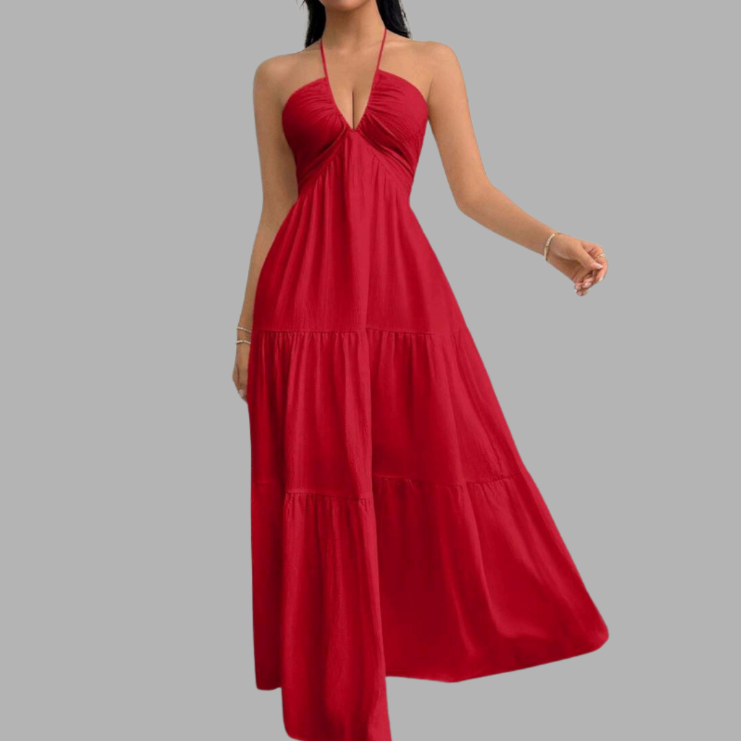 Backless Halter Flow Dress