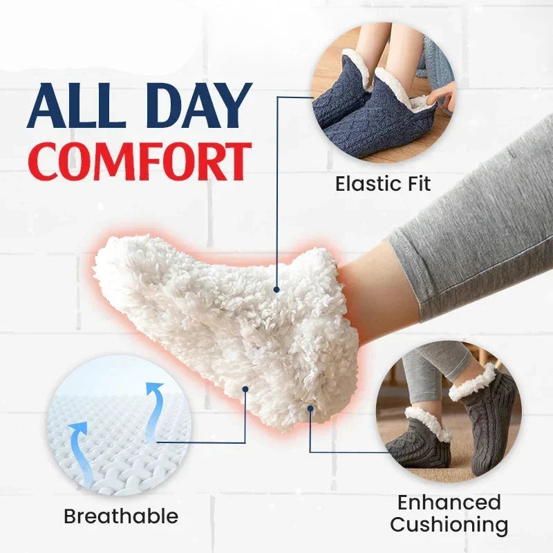 🧦 Fleece-Lined Non-Slip Thermal Slipper Socks – Cozy Warm Indoor Socks