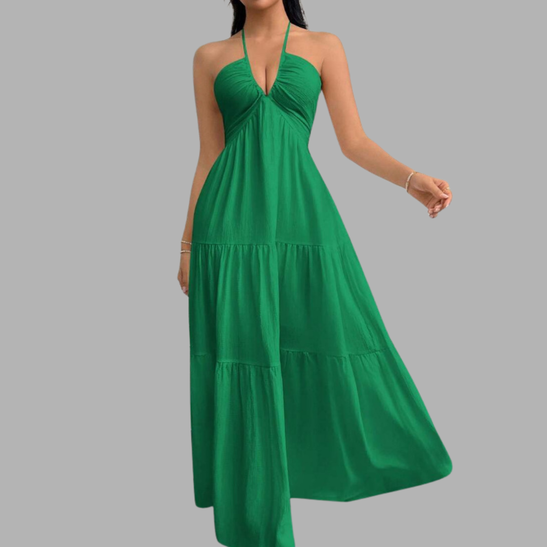 Backless Halter Flow Dress