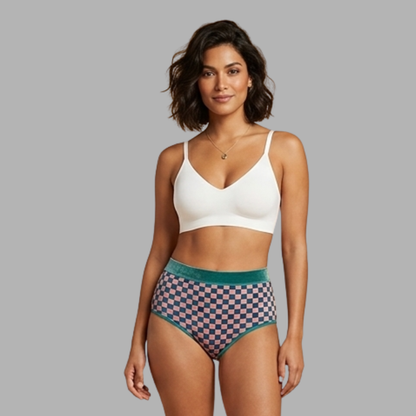Plaid High-Waist Shaping Briefs