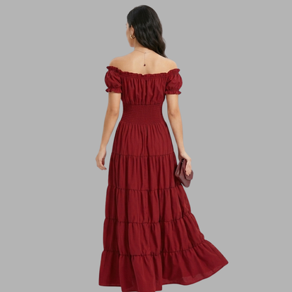 Elegant Off-Shoulder Renaissance Maxi Dress