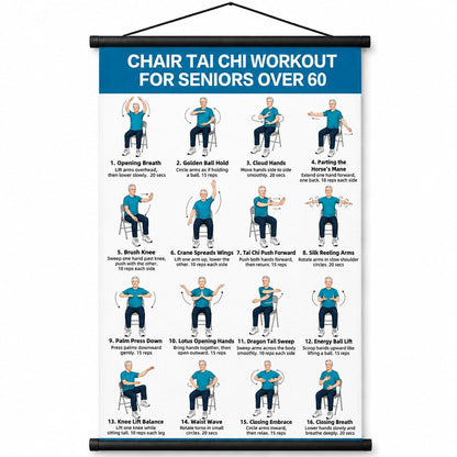 🔥🔥🔥Tai Chi Chair Workout Chart for Seniors (16 x 24 inches)