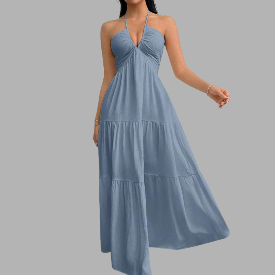 Backless Halter Flow Dress