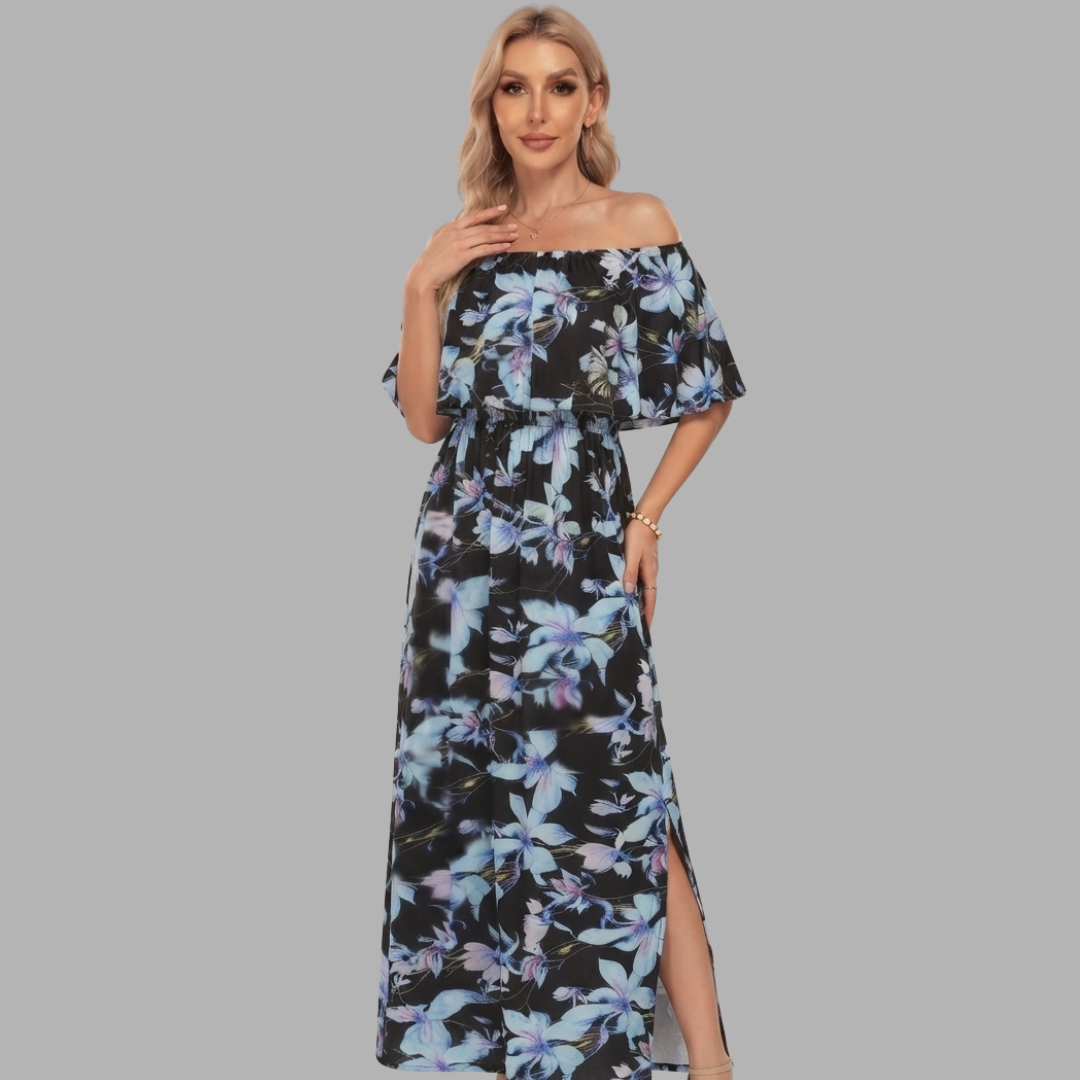 Off-Shoulder Printed Maxi Dress