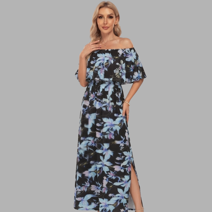 Off-Shoulder Printed Maxi Dress