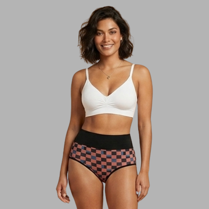 Plaid High-Waist Shaping Briefs