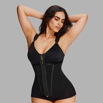 Double-Layer Waist Sculpting Shapewear with Built-In Bra