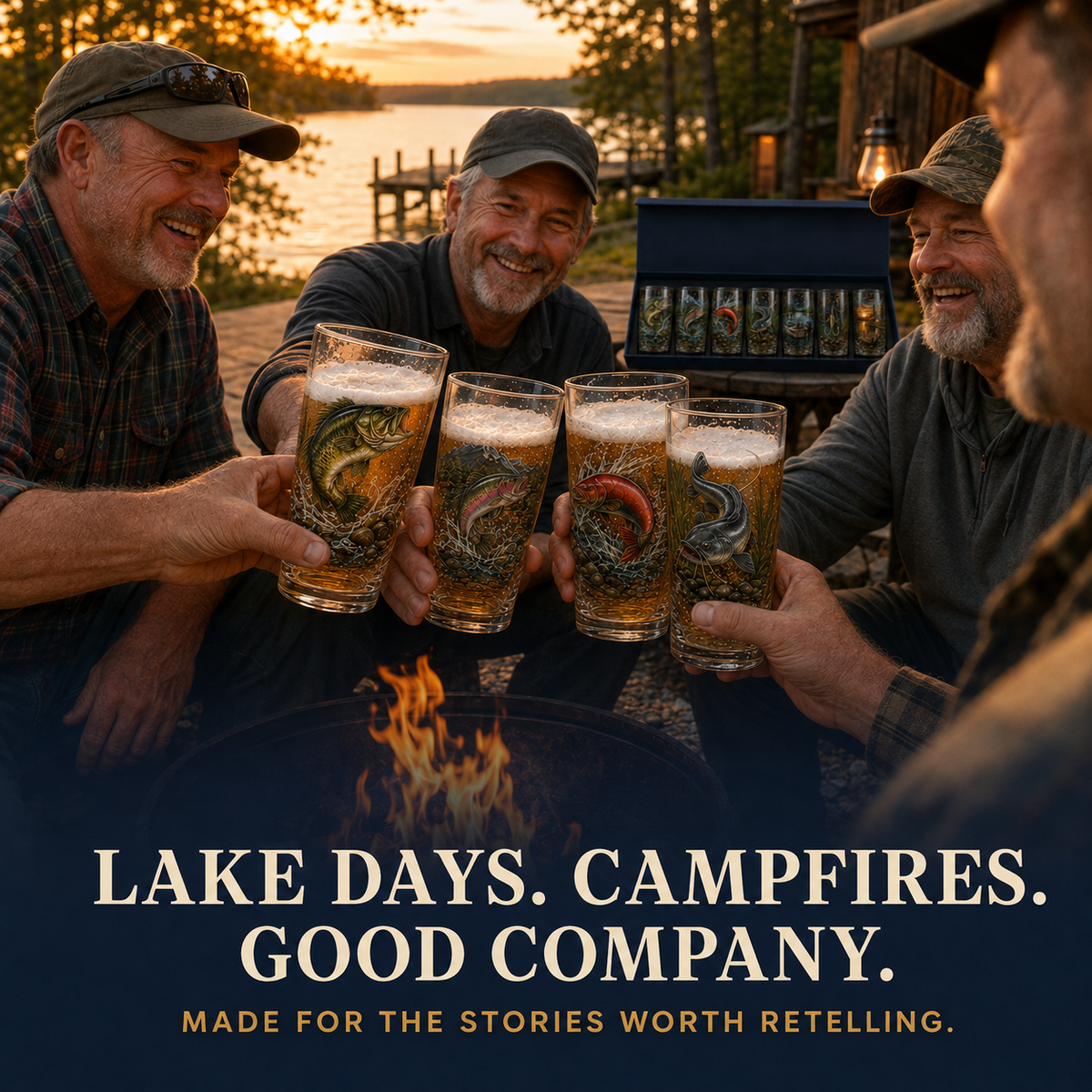 ✨🎣 The Last Cast Fishing Pint Glass Collection – 7 Unique Angler Designs & Gift Box
