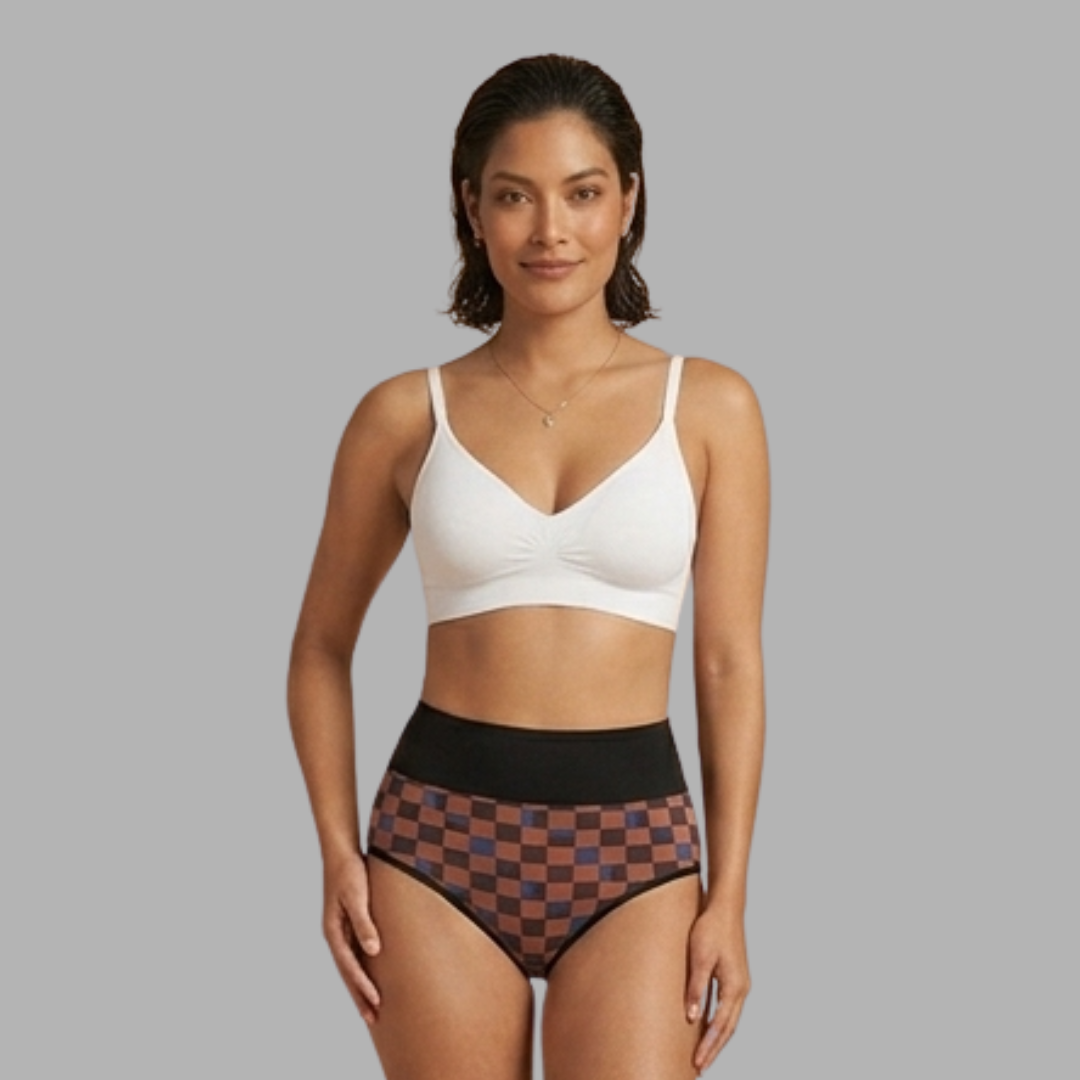 Plaid High-Waist Shaping Briefs