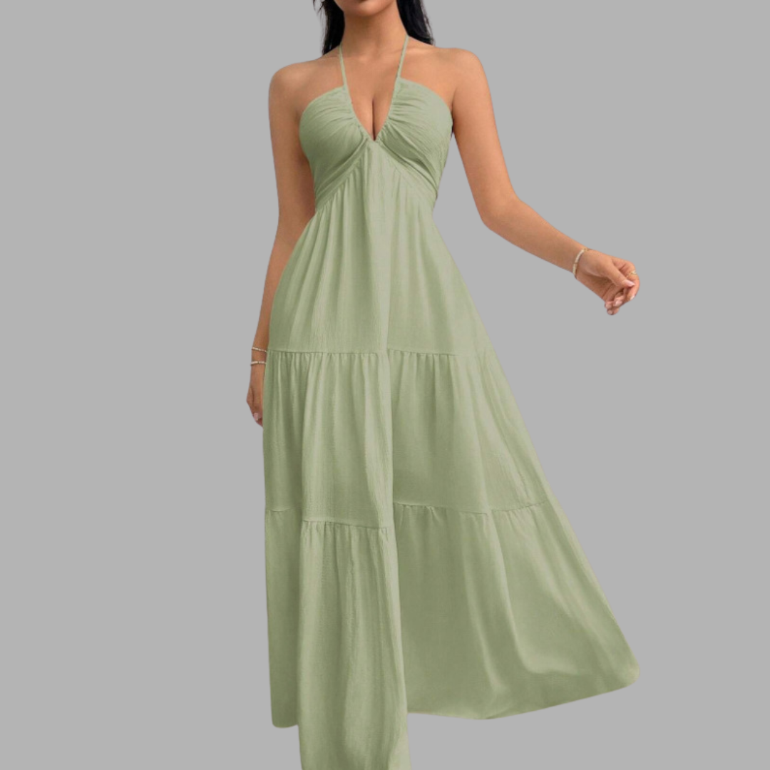 Backless Halter Flow Dress