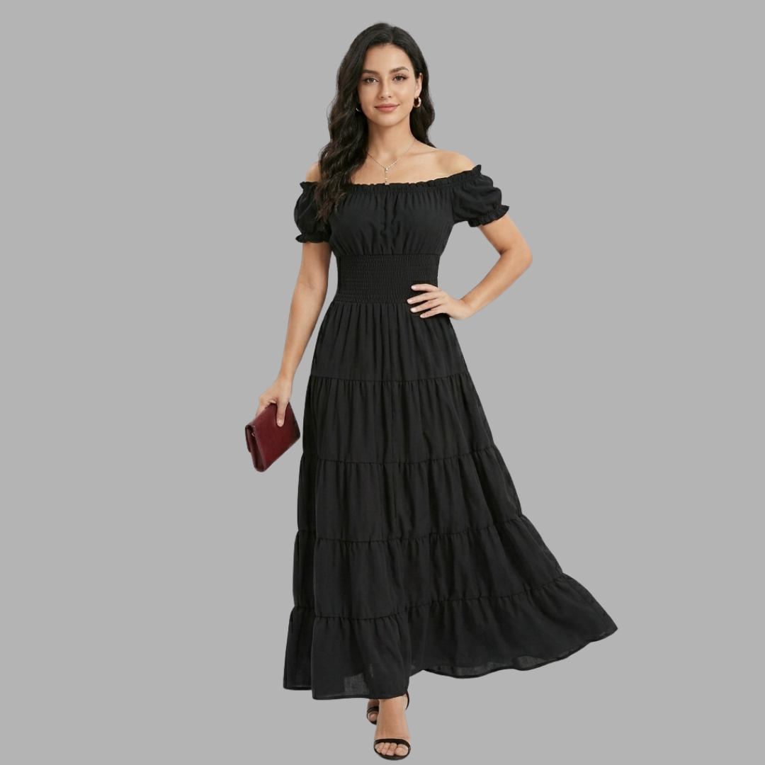 Elegant Off-Shoulder Renaissance Maxi Dress