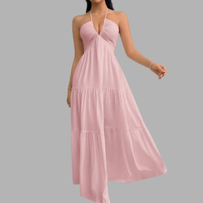 Backless Halter Flow Dress