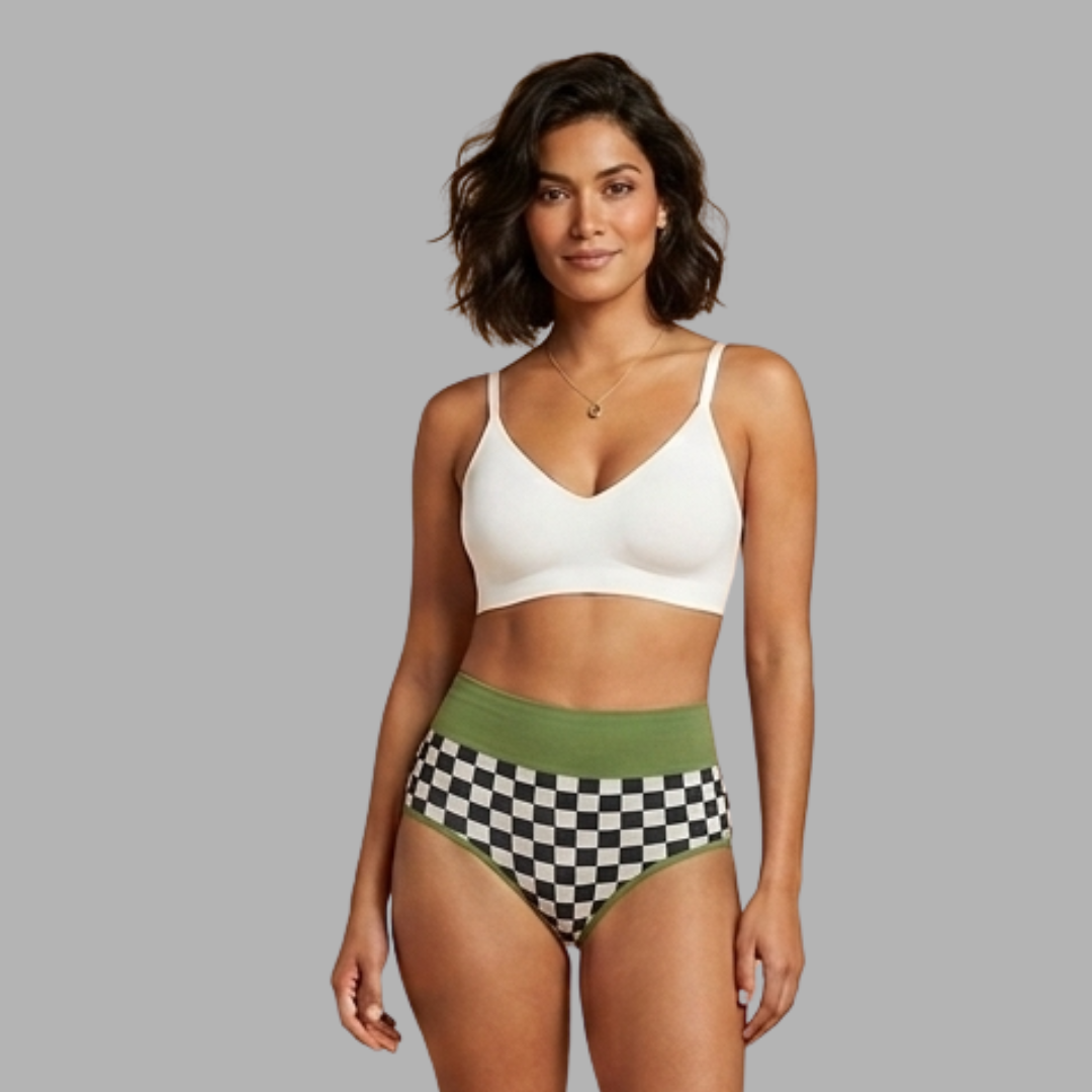 Plaid High-Waist Shaping Briefs